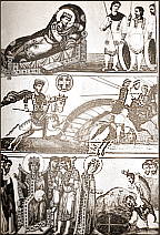 История Константина Великого и Елены, византийская миниатюра IX века.
Пример выхода изображения за рамку