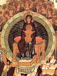 Мандорла на иконе О Тебе радуется. Софийский собор Новгорода Великого. Конец XV в.