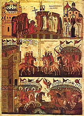 Икона Битва новгородцев с суздальцами, XV в.