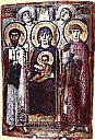 Богоматерь с ангелами и святыми Феодором и Георгием. VI в. Монастырь св. Екатерины, Синай.