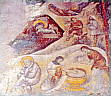 Рождество Христово. Фреска собора Протата в Карее (Афон). Мануил Панселин, XIII в.